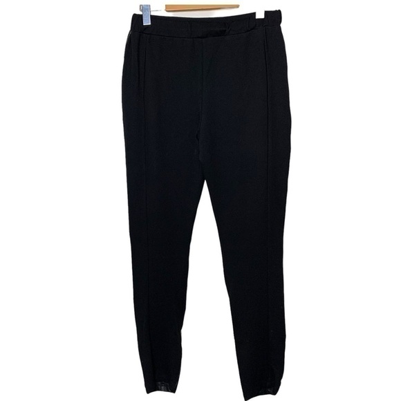 𝅺Simons Faux Leather Pants Sz Xl Black Hi Rise Stretch Fabric Panels Minimalist - Picture 2 of 9